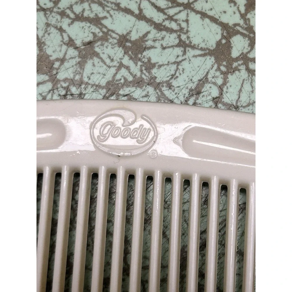 Vintage Goody USA White Hair Comb With Handle Wide Teeth 8.5